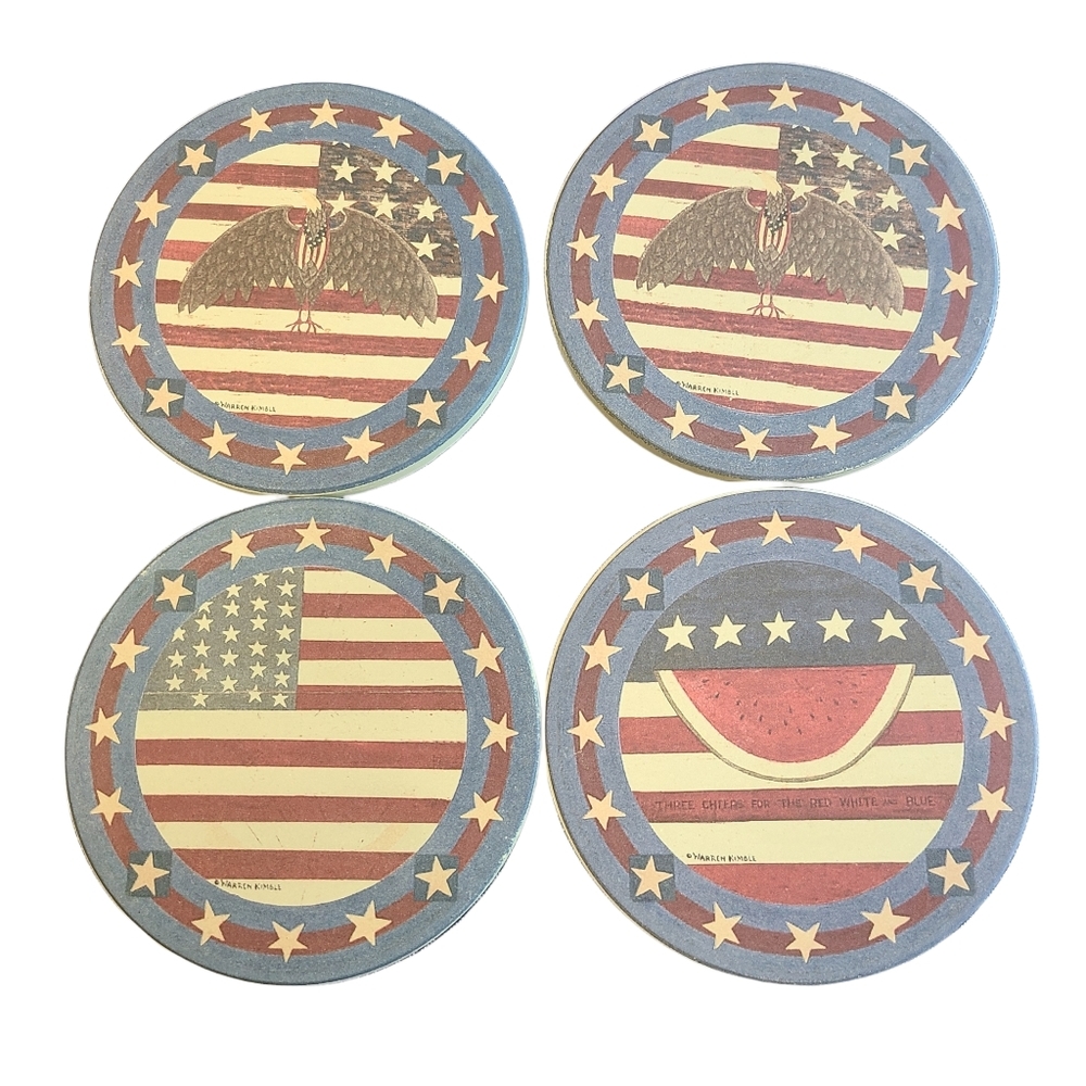 Coasterstone Warren Kimble Patriotic Red White and Blue Stone Coasters